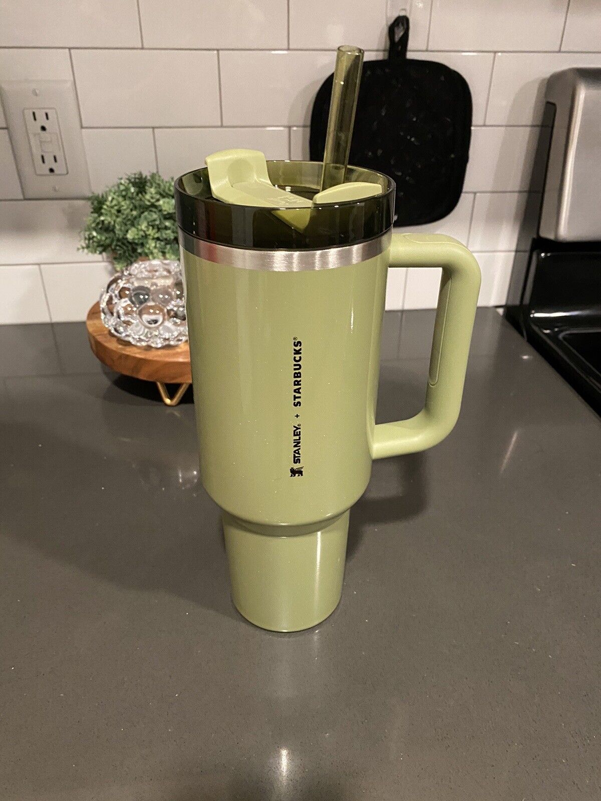 Starbucks x Stanley Olive Green Vacuum Seal Quencher 40oz Tumbler Fall 2024 New - Sold on eBay January 26th, 2025 for $75.00