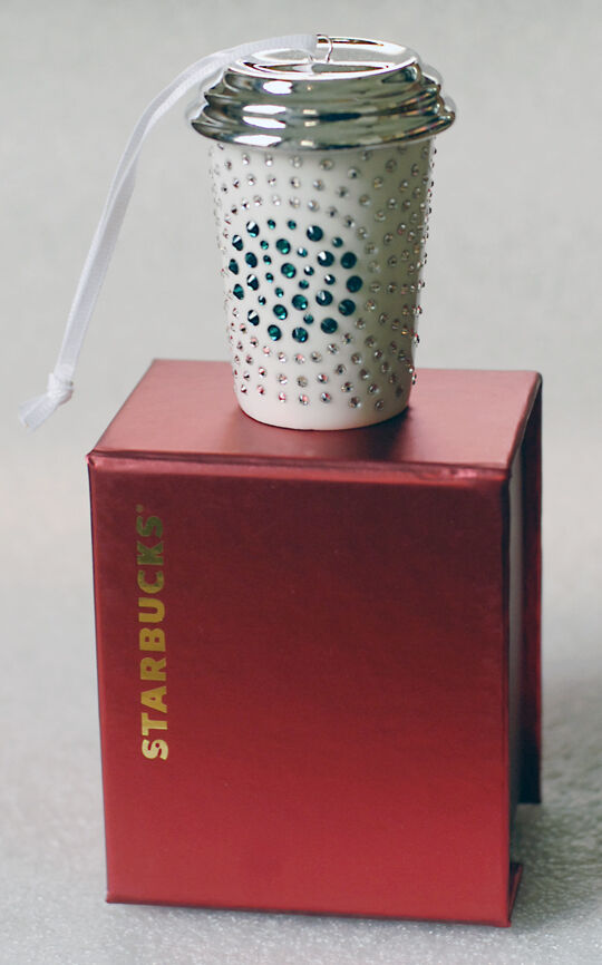 STARBUCKS 2014 SWAROVSKI CRYSTAL ORNAMENT NIB tumbler ceramic VHTF - Sold on eBay March 5th, 2025 for $63.00