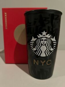 Starbucks Graffiti NYC New York City Black Ceramic Travel Mug/Tumbler 2015 RARE