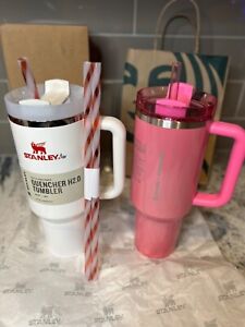 Pink STANLEY + STARBUCKS & MISTLETOE TWIST Exclusive Tumbler Bundle 40OZ New??