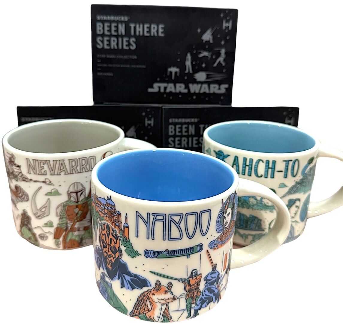 STAR WARS DISNEY STARBUCKS NABOO, NEVARRO, AHCH-TO Been There mugs set 2022 NIB - Sold on eBay January 26th, 2025 for $129.99