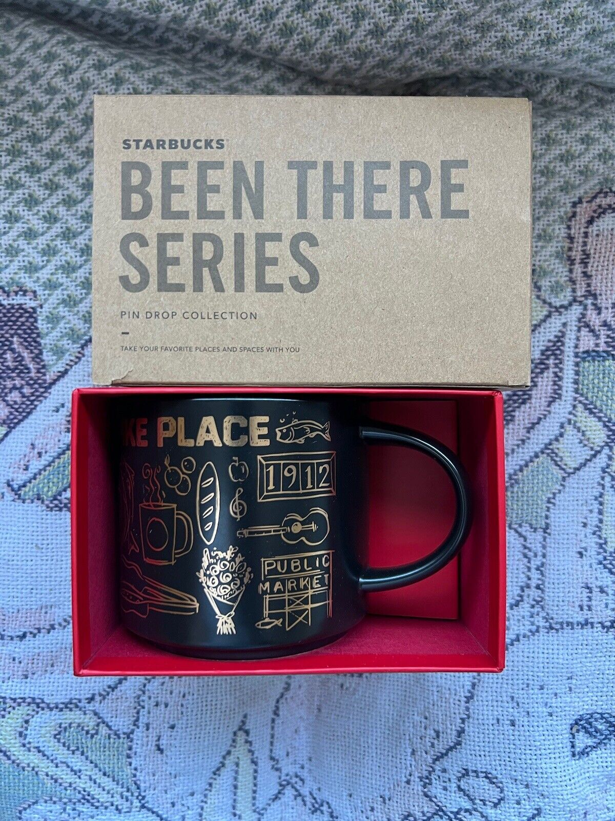 Starbucks Pike Place Been There Holiday Mug Gold 16oz Ceramic Cup - Sold on eBay February 6th, 2025 for $99.99