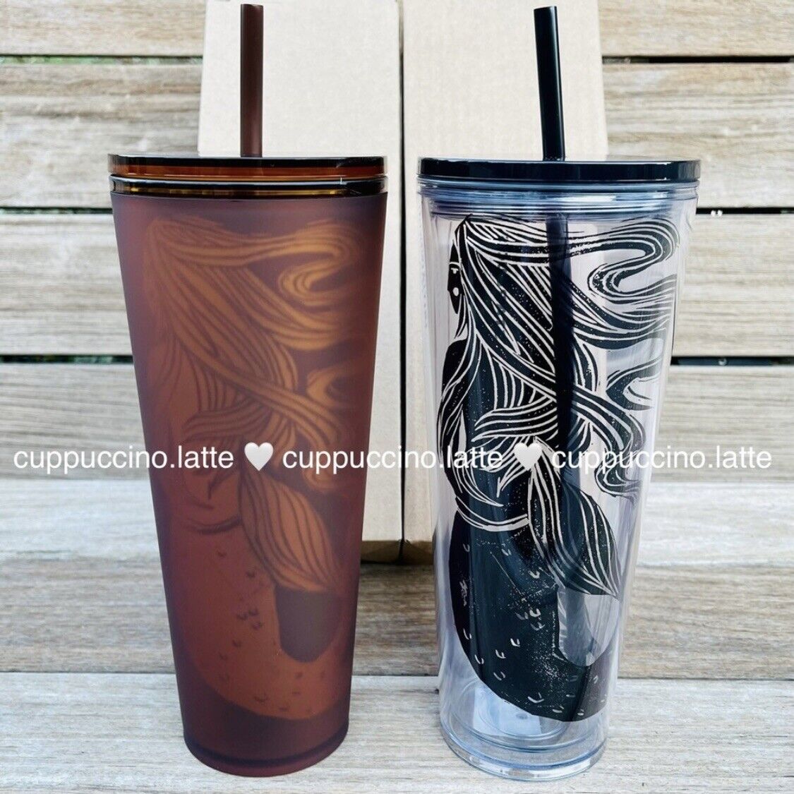 2 NEW Starbucks Pike Place Market Original Siren Tumblers in Black & Brown - Sold on eBay March 16th, 2025 for $84.95