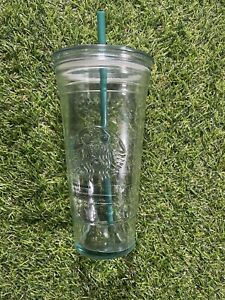 Starbucks 20 oz Venti Recycled Green Glass Cold Cup Tumbler Made in Spain