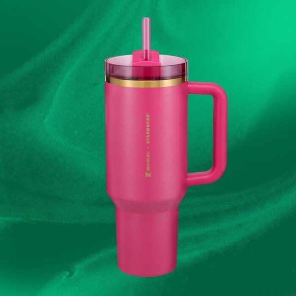 Starbucks Berry Pink Glitter Stanley Tumbler (40 oz) Holiday 2024 Unreleased - Sold on eBay November 6th, 2024 for $120.00