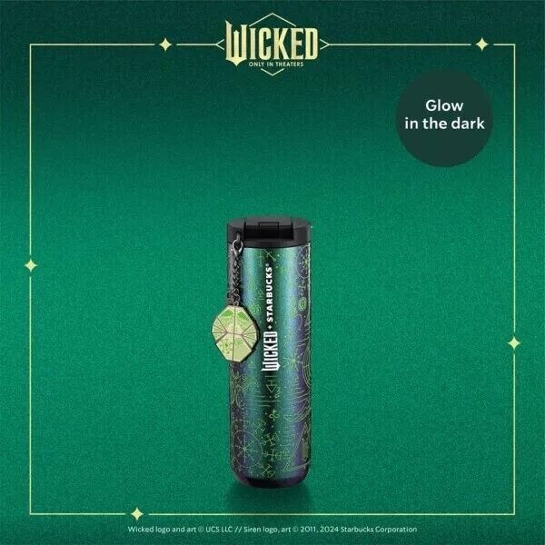 Starbucks ~*Exclusive*~ Wicked Elphaba Vacuum Insulated Tumbler with Charm - Sold on eBay March 11th, 2025 for $85.00 (1 bids) 