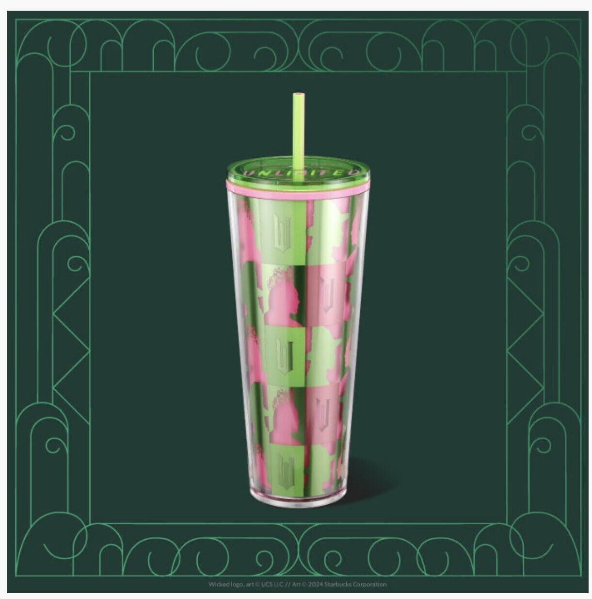NEW 2024 Starbucks Wicked Elphaba & Glinda Silhouette Unlimited  Cold Cup 24oz. - Sold on eBay February 4th, 2025 for $79.99