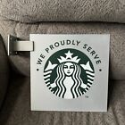 Starbucks Metal Look Sign We Proudly Serve 18” X 18” Double Sided w/ Wall Mount - Sold on eBay July 2nd, 2024 for $78.99