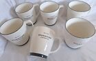 6 Starbucks 2007 White Abbey Large Tea Coffee Mug Cup Black Trim Est 1971 Lot