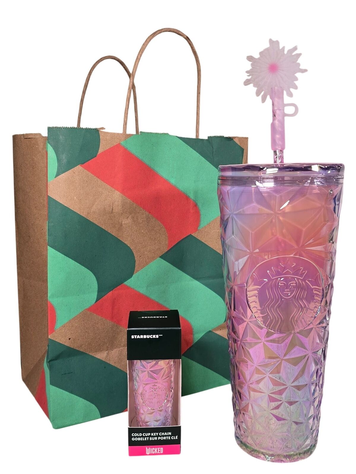 Starbucks WICKED, Glinda Upland Iridescent Tumbler with Straw Topper & Key Chain - Sold on eBay November 29th, 2024 for $100.00