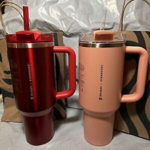 Set of 2 NEW STARBUCKS X STANLEY 2023 PEACH and HOLIDAY RED 40oz TUMBLERS - Sold on eBay April 22nd, 2024 for $349.00