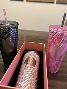 Starbucks Blackpink Cold Cup 3 PC Set - Rhinestone, Black Studded & Pink Studded - Sold on eBay August 10th, 2023 for $500.00 (25 bids) 