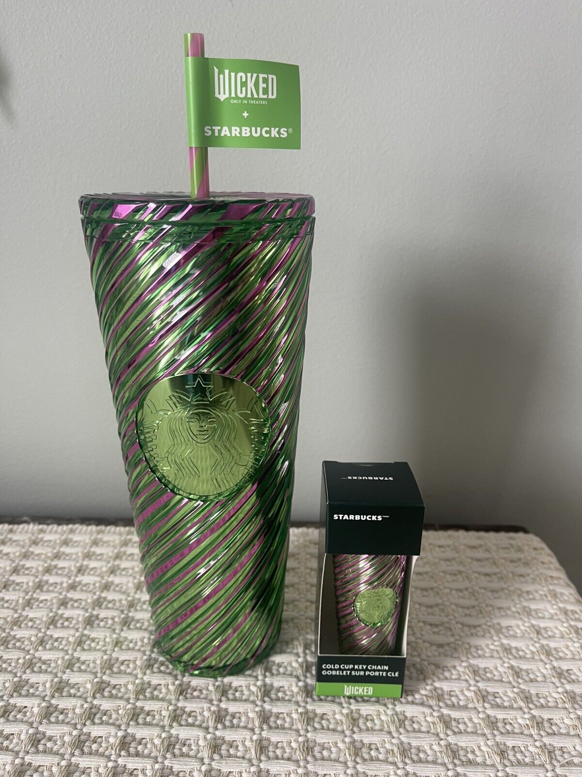 Starbucks Target Wicked Pink and Green Swirl Tumbler 24oz and Mini Keychain - Sold on eBay January 11th, 2025 for $105.00