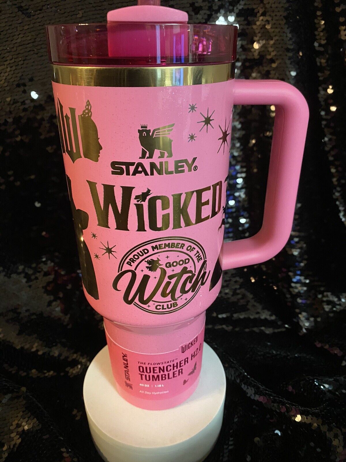 WICKED Stanley GLINDA  Tumbler  Pink 40oz Elphaba Custom “1 Of A KIND” UNIQUE - Sold on eBay November 29th, 2024 for $129.99