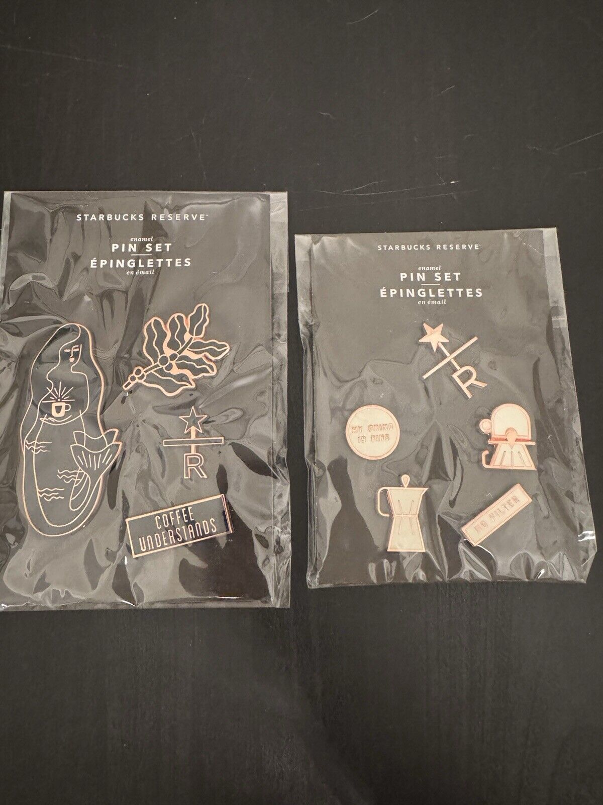 New Starbucks Reserve Icons Black Rose Gold Enamel Pins, 2 Sets 9 Pins - Sold on eBay January 25th, 2025 for $70.00