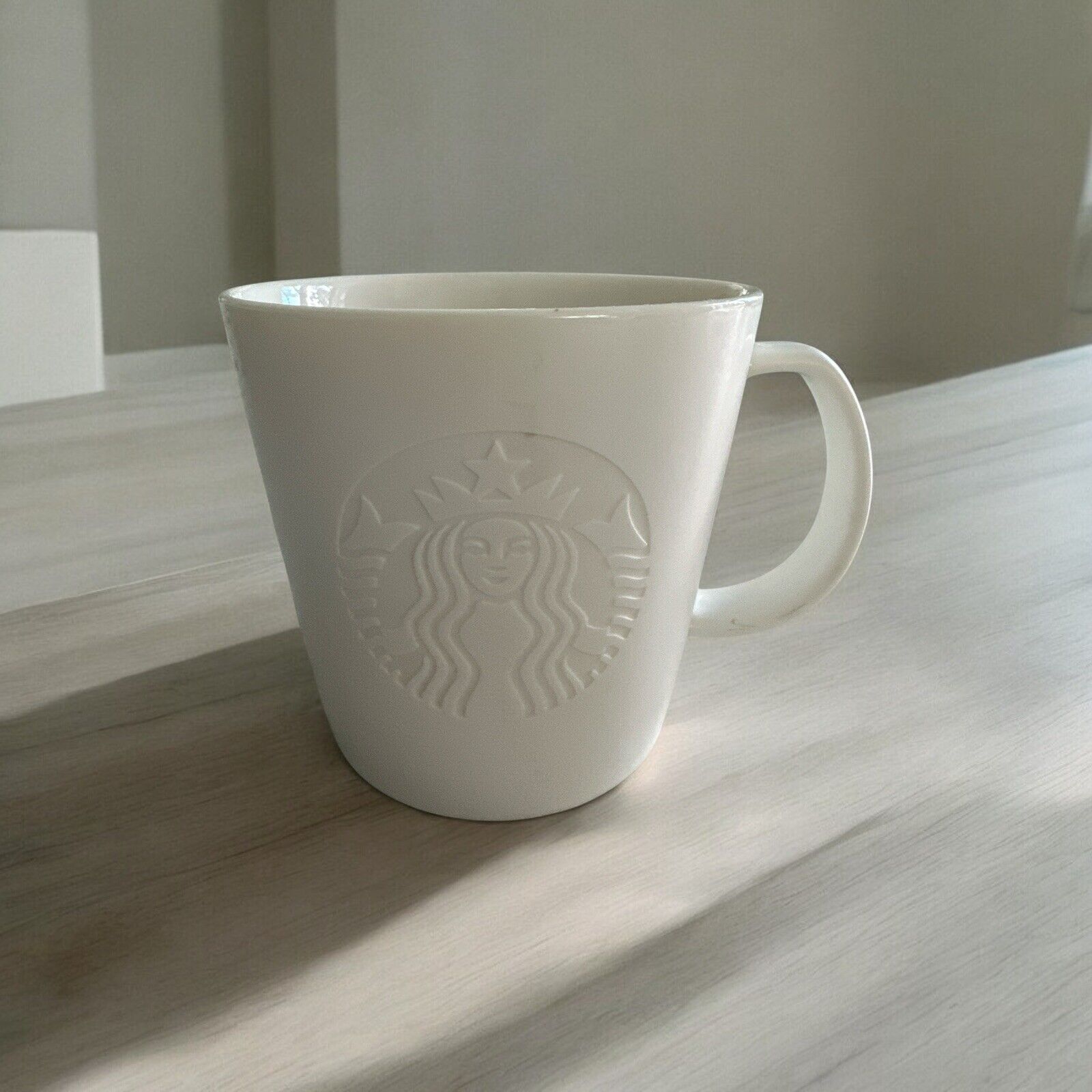 BRAND NEW SET of 6 - 2015 Starbucks Matte White Embossed Siren Logo Coffee Mugs - Sold on eBay January 29th, 2025 for $80.00