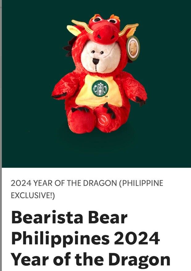 NIB Starbucks Bearista Year Of Dragon Lunar New Year 2024 Exclusive Philippines - Sold on eBay December 7th, 2024 for $90.00