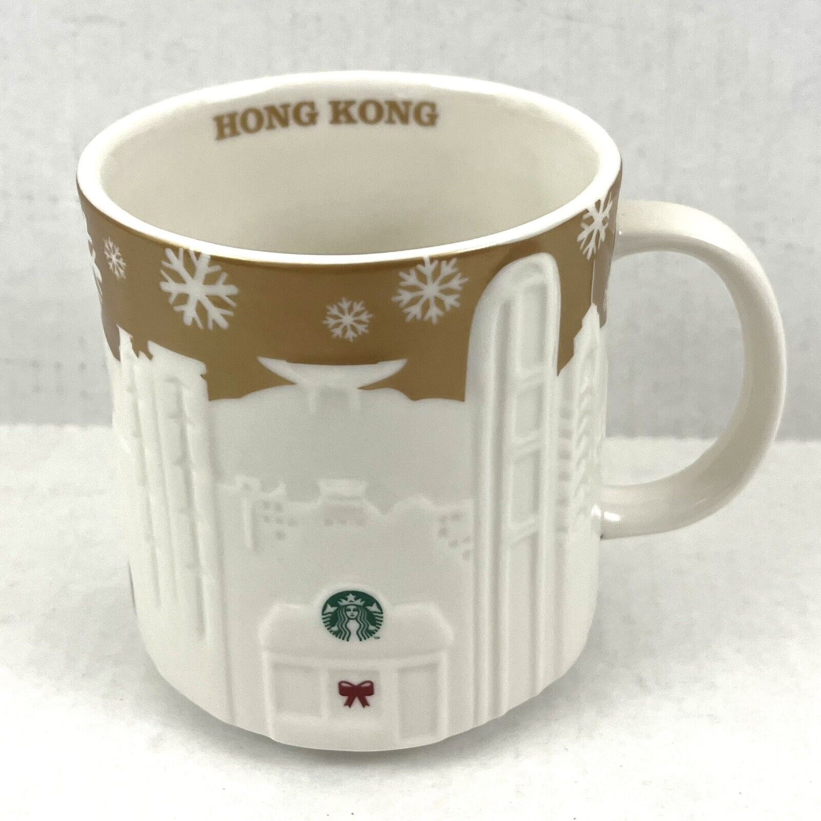 Starbucks Coffee Mug Hong Kong Collector Gold Christmas 3D Relief City 2014 Rare - Sold on eBay December 21st, 2024 for $123.20