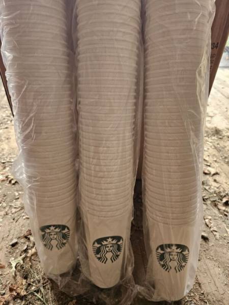 20 oz Starbucks Paper Hot Cups New 645 count - Sold on eBay October 23rd, 2024 for $121.50 (7 bids) 