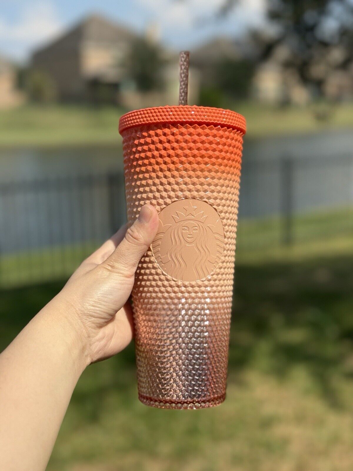 Starbucks Fall 2024 Peach Fuzz Bling Gradient Studded Venti Tumbler NEW - Sold on eBay January 1st, 2025 for $198.50