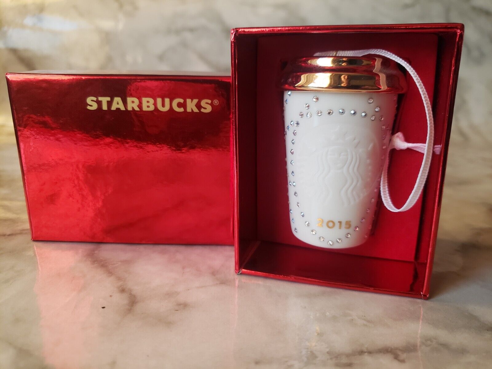 Starbucks Christmas Ornaments Swarovski  (Qty 2) - 2016 & 2015 - Sold on eBay March 19th, 2025 for $72.42