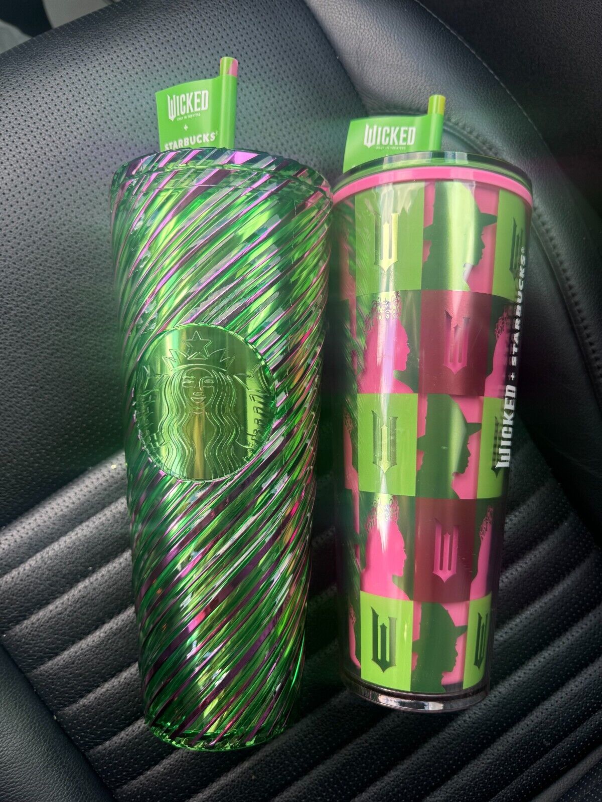 Starbucks Wicked 24oz. Cold Cup SET Pink & Green Swirl & Checkered IN HAND - Sold on eBay November 22nd, 2024 for $120.00