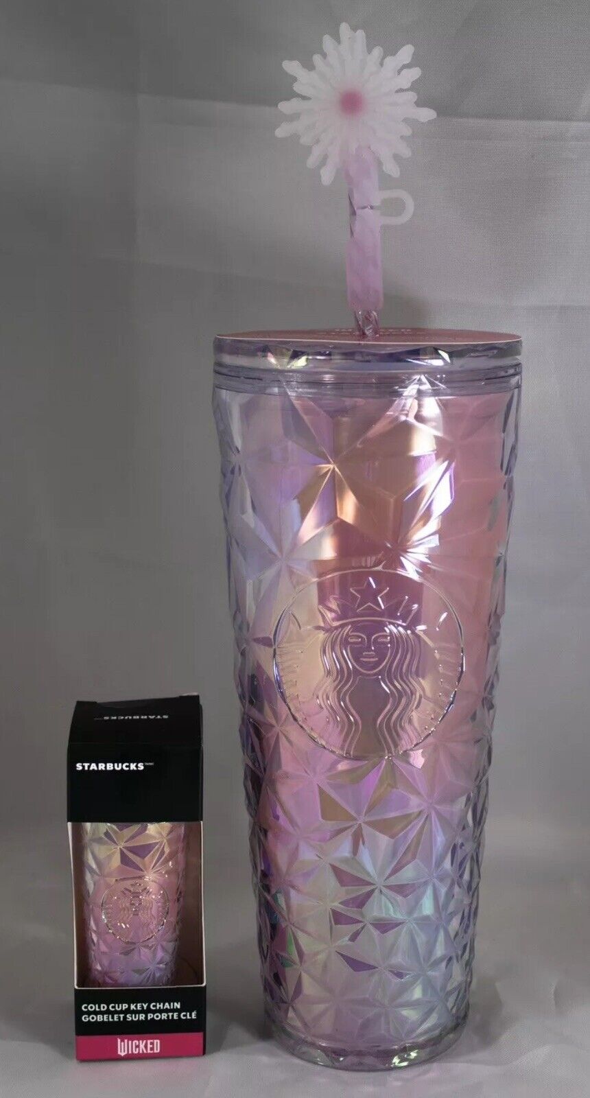 NEW Glinda PINK Wicked Starbucks Prism Cold Cup Wand Straw Topper w/ Keychain - Sold on eBay November 27th, 2024 for $91.74
