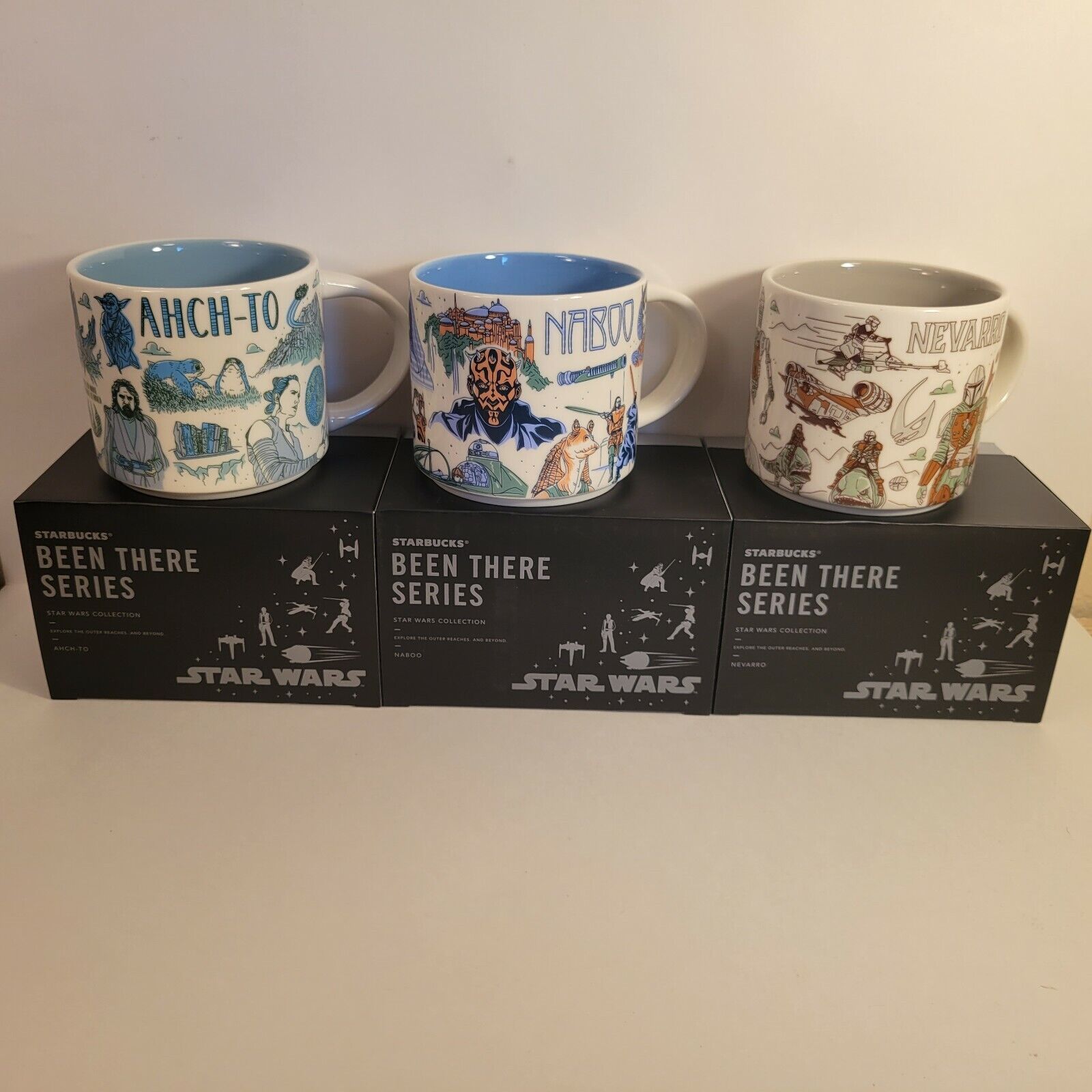 3 Starbucks 2022 NWT Disney Star Wars BTS Mugs Ahch-to Naboo Nevarro Original - Sold on eBay February 8th, 2025 for $109.95