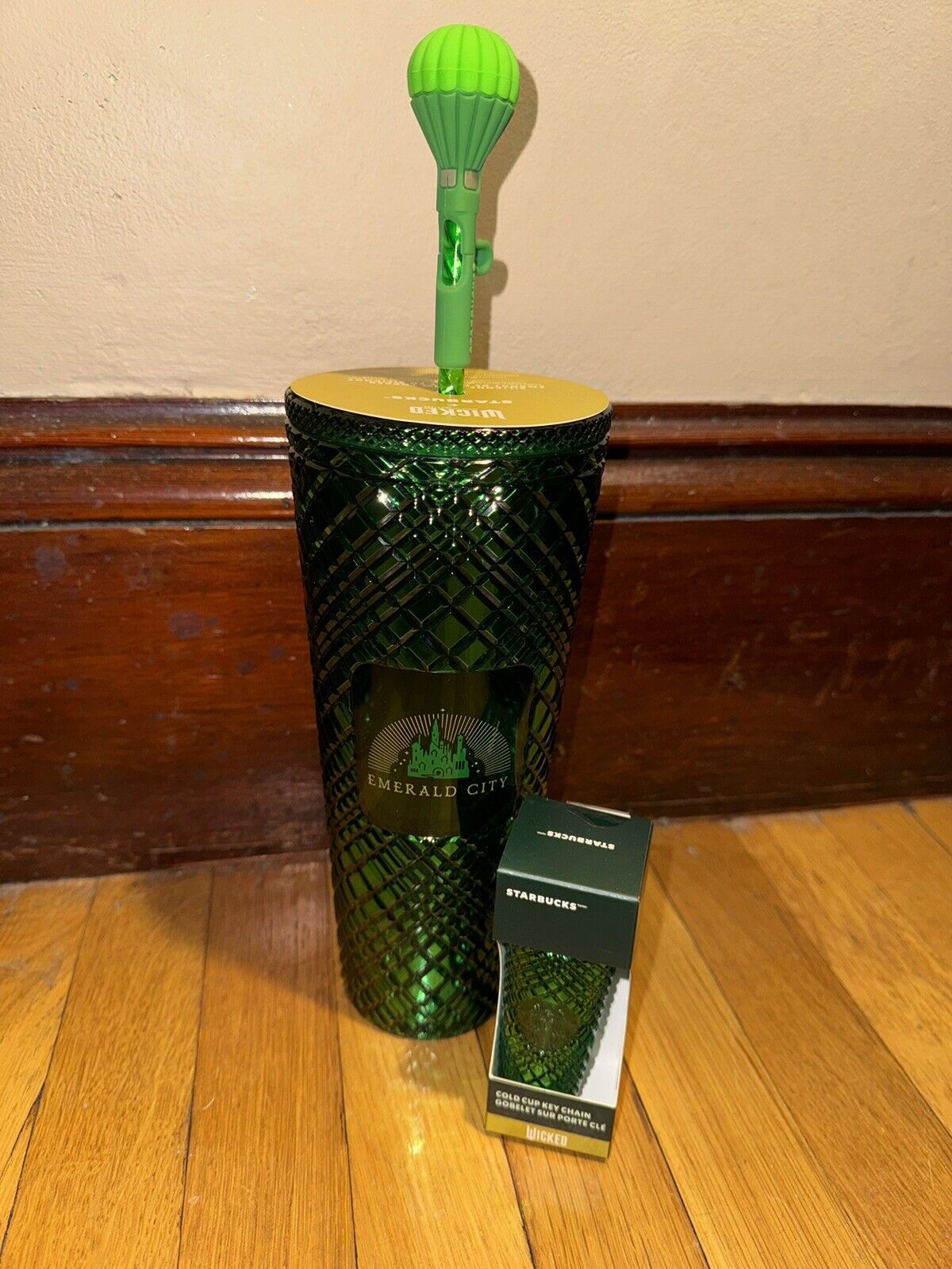 Starbucks Wicked Gemstone Cold Cup w/Emerald City Straw Topper & Keychain - Sold on eBay December 13th, 2024 for $79.99