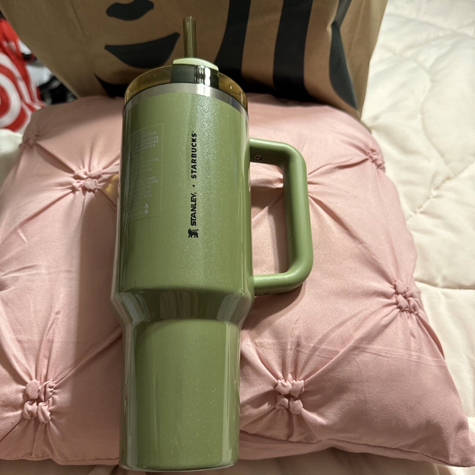 Stanley + Starbucks Olive Green Pearl  40oz Tumbler Fall Release 2024 BNWT - Sold on eBay August 30th, 2024 for $90.00