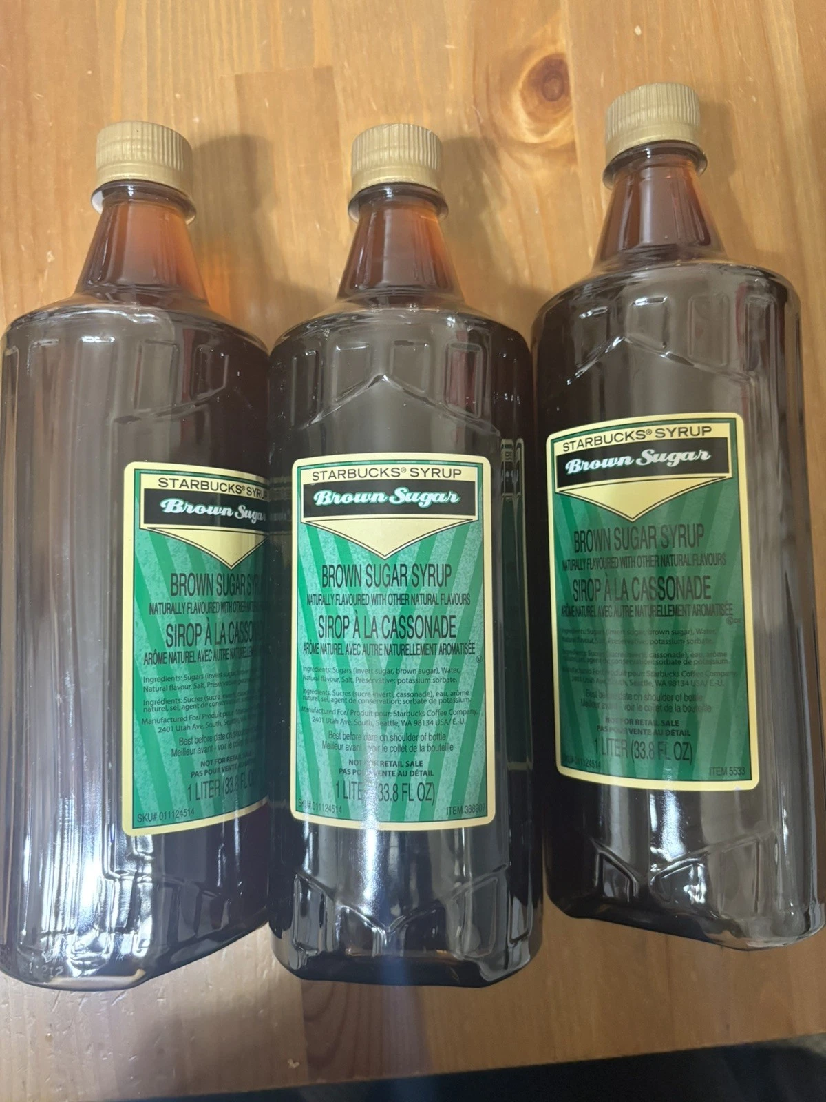 Starbucks Brown Sugar Syrup - 3 Bottles - 1 Liter Bottle - June 2025 - Sold on eBay May 6th, 2025 for $119.95