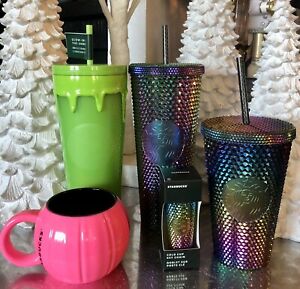 IN HAND Starbucks Halloween 2023 Slime Green  Glow Oil Slick Set Pink Mug Bundle - Sold on eBay January 20th, 2024 for $225.00