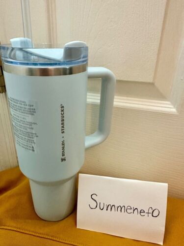 In hand· Unreleased Stanley Starbucks Blue Spring Cup 40 oz - Sold on eBay April 12th, 2024 for $105.50 (2 bids) 