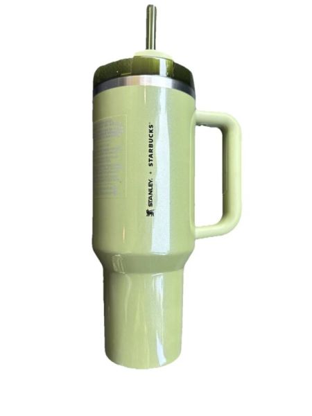 Starbucks Olive Green Pearl Stanley 40oz Tumbler Glitter Fall Release 2024 New - Sold on eBay October 22nd, 2024 for $89.00
