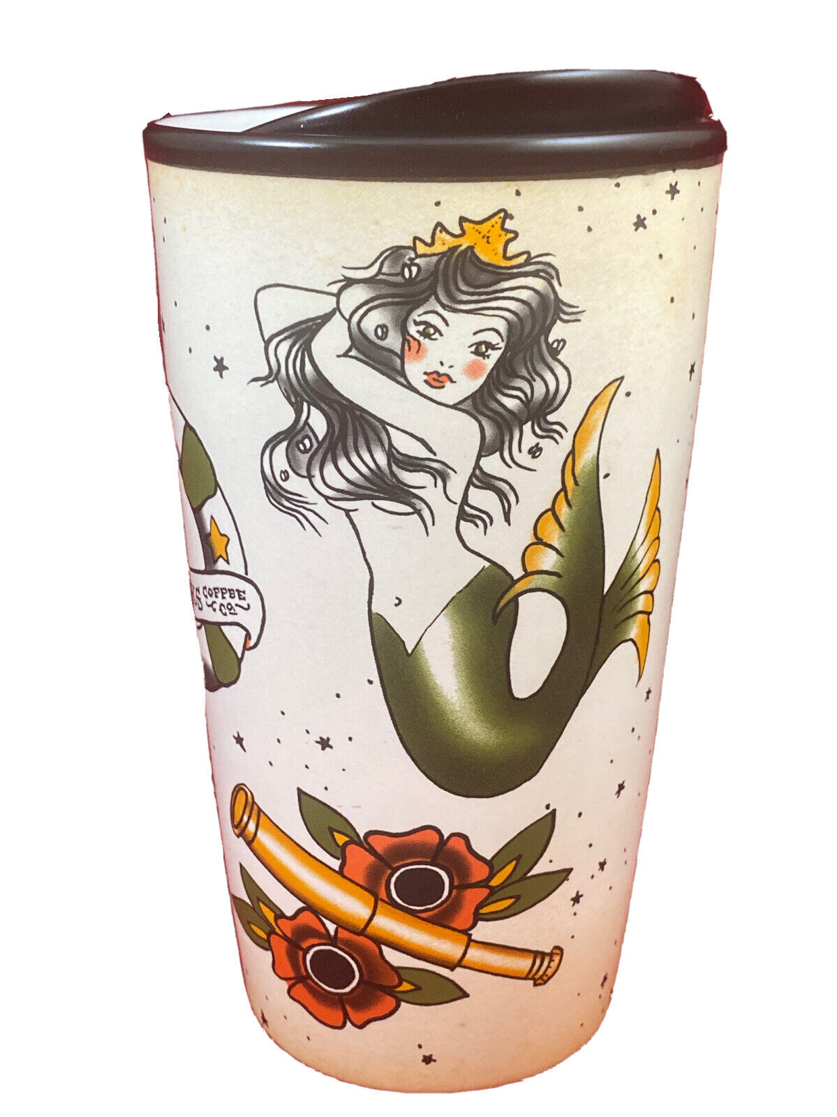 Starbucks 2015 RARE Mermaid Siren Sailor Tattoo Ceramic Tumbler With Lid 12 oz - Sold on eBay February 14th, 2025 for $69.99