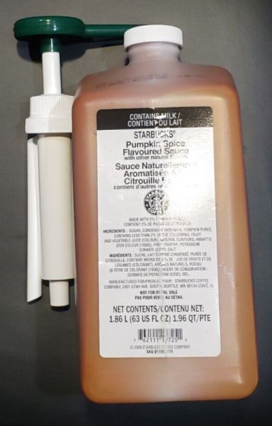 Starbucks Pumpkin Spice Sauce Syrup with PUMP! 63oz BB 5/2024 - Sold on eBay August 23rd, 2024 for $79.95