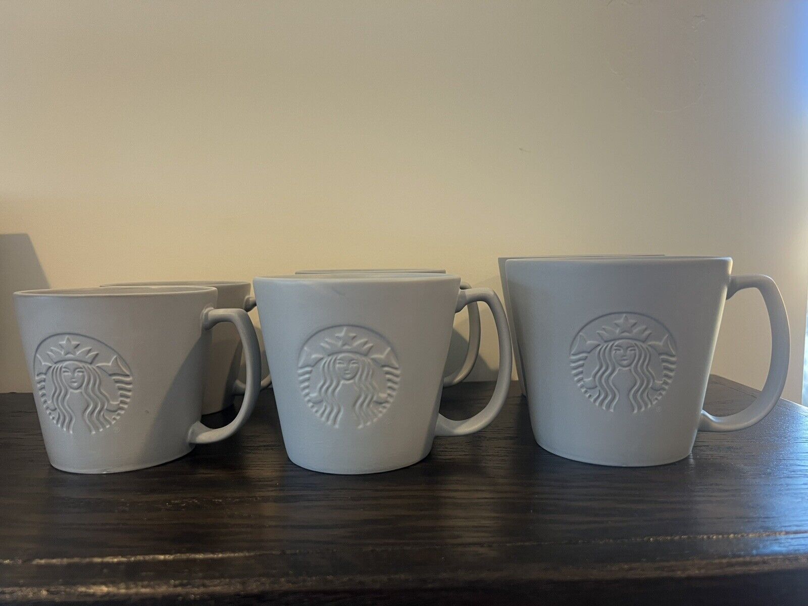 Starbucks - Tall, Grande, and Venti Stone Gray Mugs  - 2 of Each Size - Set of 6 - Sold on eBay January 1st, 2025 for $100.00
