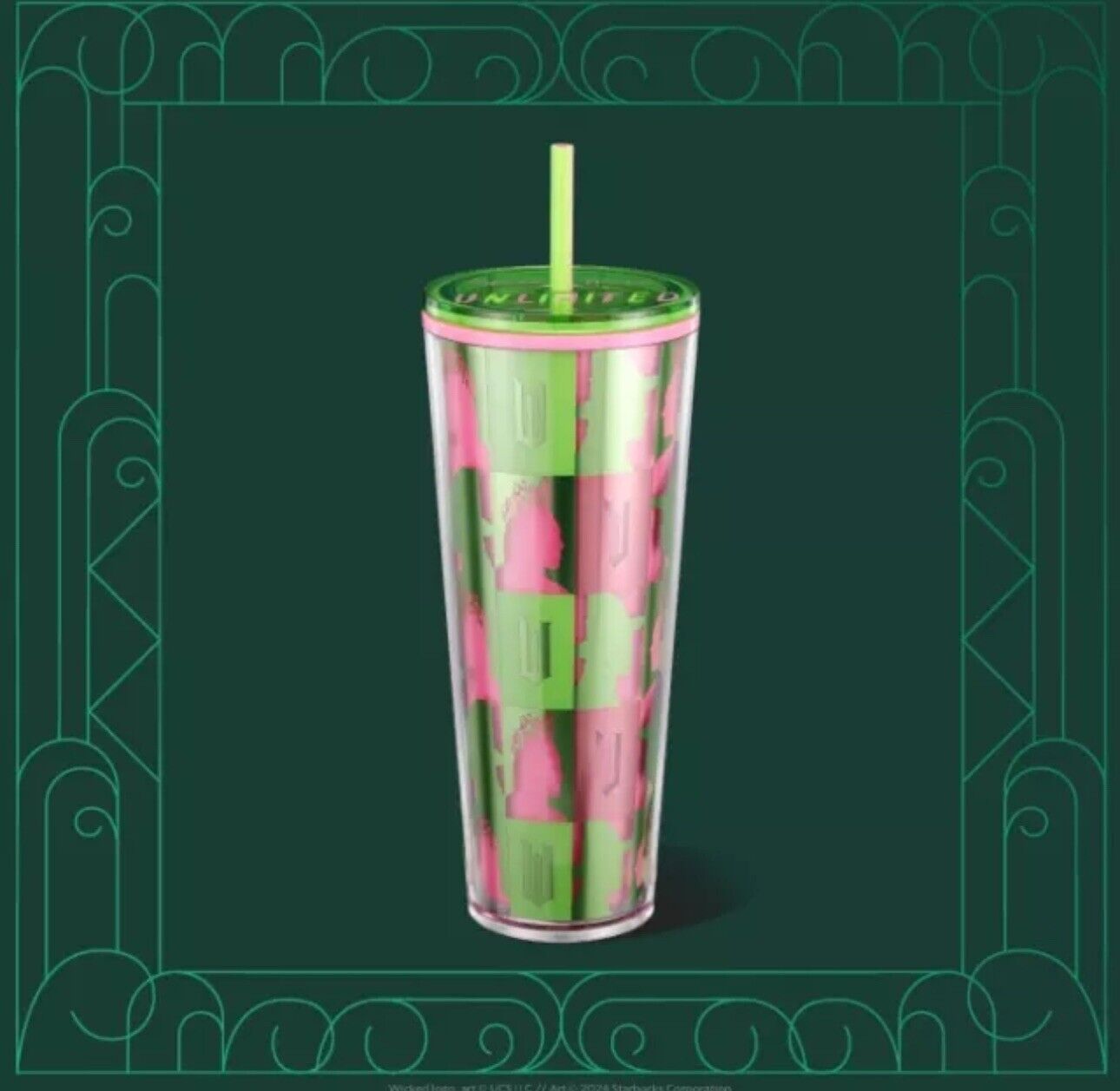 NEW-Starbucks Wicked 24oz. Cold Cup Pink and Green Checkered Tumbler-In Hand?? - Sold on eBay January 8th, 2025 for $75.00
