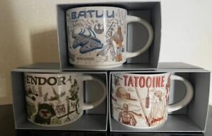 Disney Parks Star Wars Starbucks Been There Series Mug Set Tatooine Batuu Endor. - Sold on eBay October 7th, 2023 for $259.99
