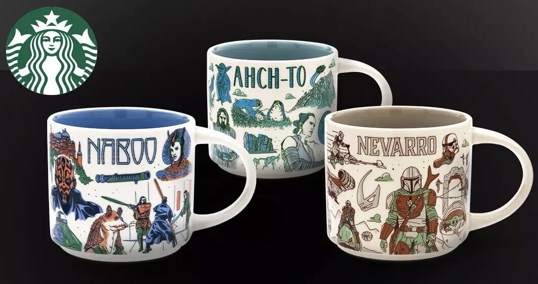 Disney 2022 Star Wars Starbucks Been There Mug Set Naboo Ahch-To Nevarro NIB - Sold on eBay December 1st, 2024 for $115.00