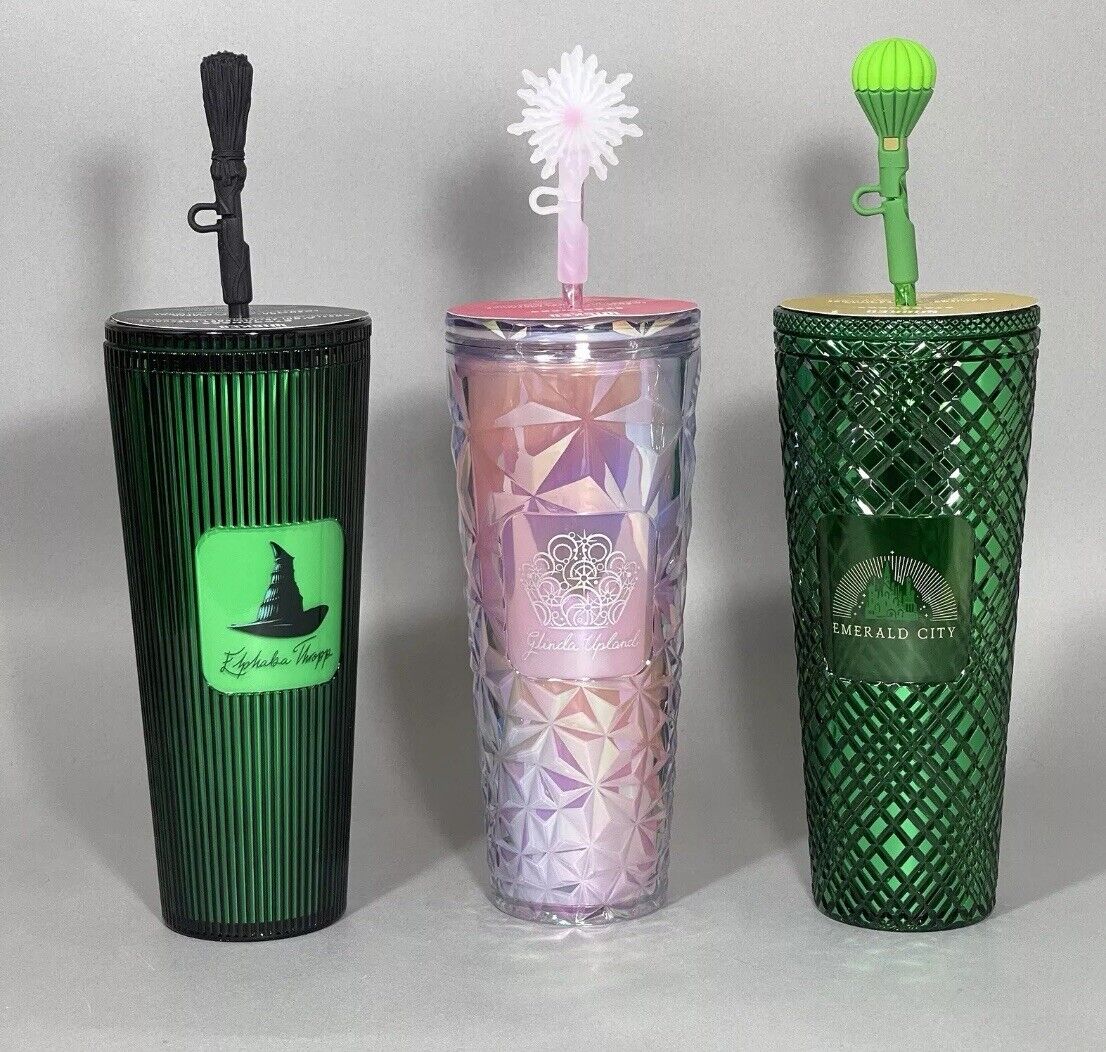 Starbucks Wicked Tumbler 24oz Glinda Elphaba Emerald City Glow In Dark Set Of 3 - Sold on eBay December 3rd, 2024 for $219.00