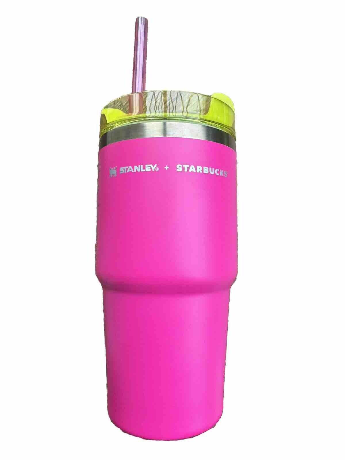 Starbucks Tumbler Cold Cup STANLEY Fucsia - Lime Green Stainless Steel  20 oz. - Sold on eBay February 4th, 2025 for $79.90