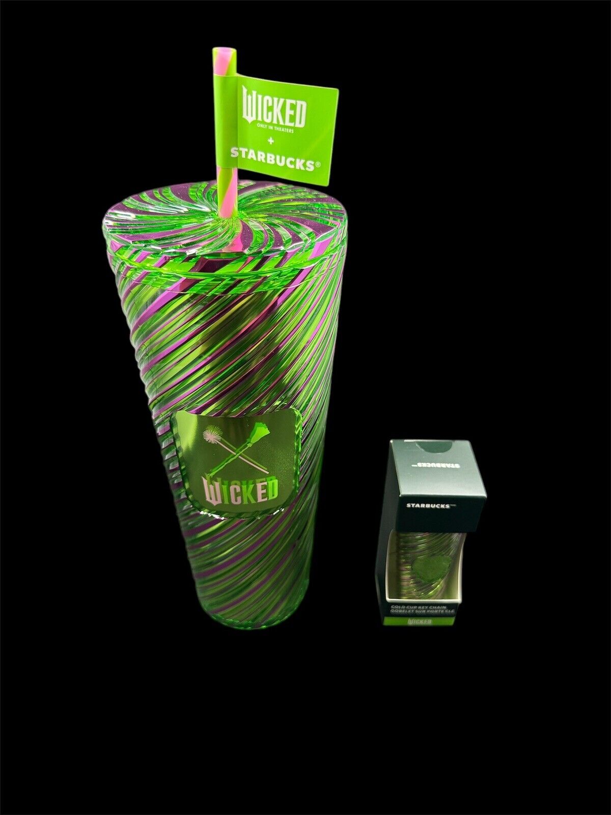 New Release! Starbucks Wicked 24oz. Cold Cup Pink And Green Swirl W/keychain - Sold on eBay December 12th, 2024 for $75.00