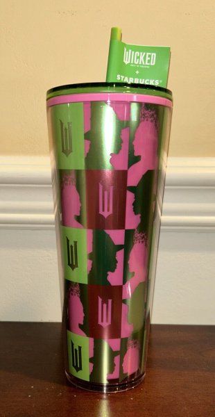 NEW-Starbucks Wicked 24oz. Cold Cup Pink and Green Checkered Tumbler-In Hand! - Sold on eBay November 3rd, 2024 for $79.99