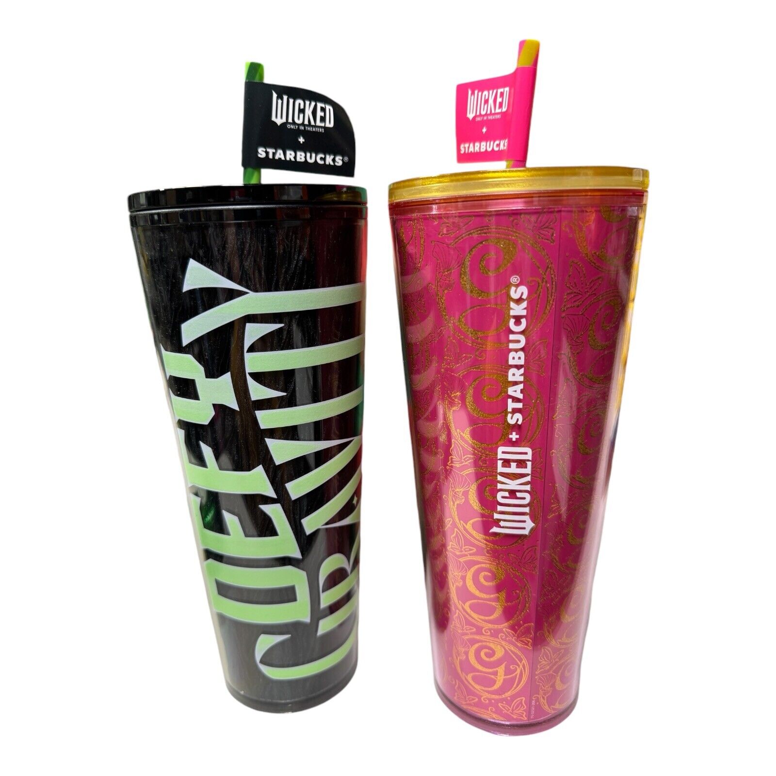 Wicked Starbucks Cold Cup Set Of 2 HIGH DEMAND FAST SHIPPING Glinda Elphaba Glow - Sold on eBay December 17th, 2024 for $94.99