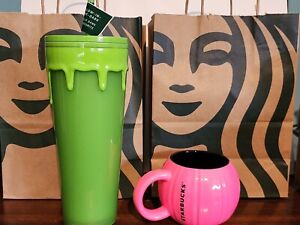NEW STARBUCKS SLIME GLOW-IN-DARK TUMBLER  AND PINK PUMPKIN MUG HALLOWEEN 2023 - Sold on eBay September 24th, 2023 for $134.99