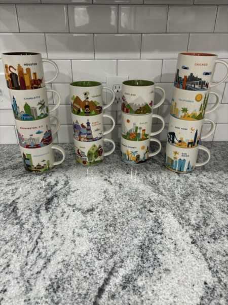 Lot of 5 Starbucks Mugs Collector Series YOU ARE HERE & BEEN THERE 14 Mugs - Sold on eBay October 16th, 2024 for $200.00