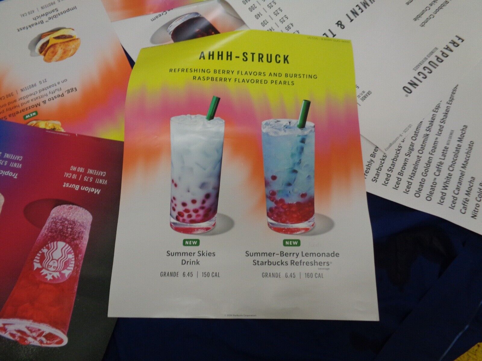 Starbucks summer 2024 Poster display set Store Used READ ! drink menu signs - Sold on eBay January 24th, 2025 for $69.99