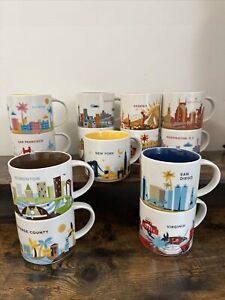 13 Starbucks Coffee YAH You Are Here Coffee Mugs Cups City States Huge Lot - Sold on eBay January 29th, 2024 for $151.25