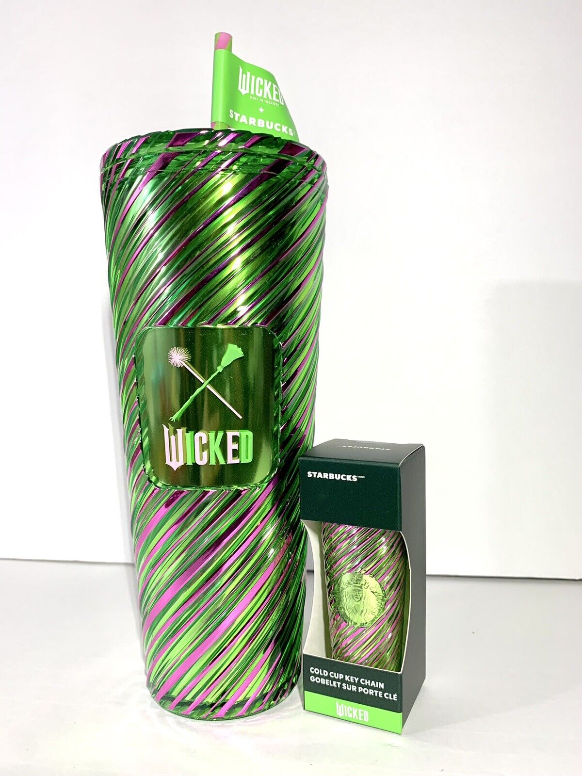 Starbucks Target WICKED 24 oz Pink & Green Swirl Tumbler w/ Matching Keychain - Sold on eBay February 27th, 2025 for $115.00